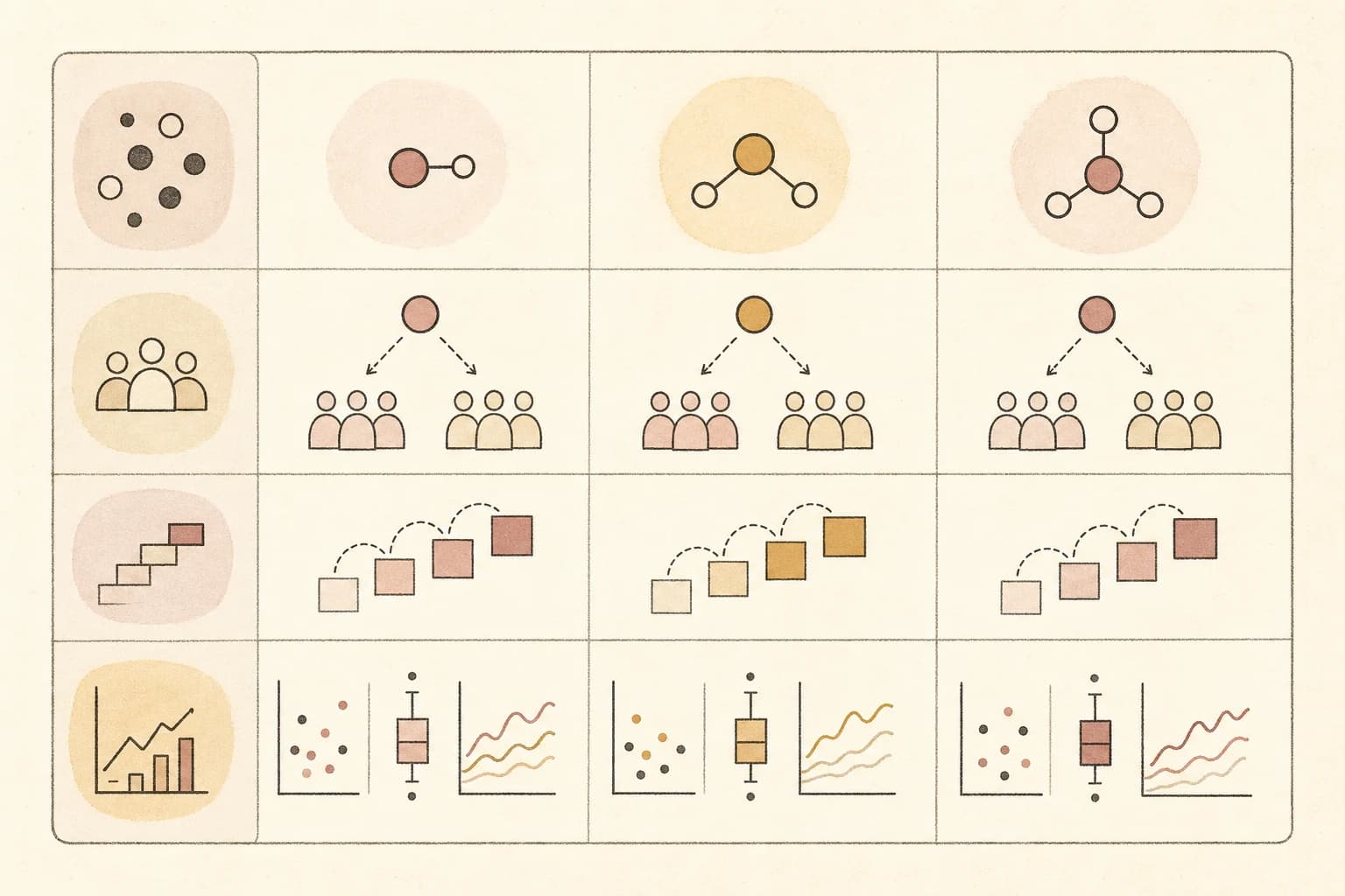 Evidence map separating receptor count, human trial design, study stage, and reported outcomes.