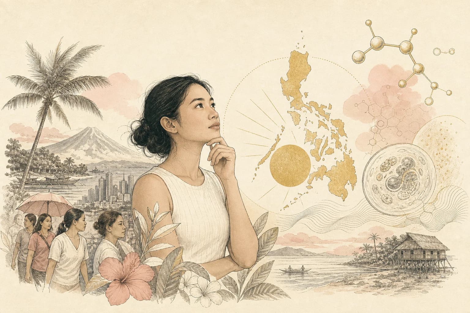 Editorial illustration for “Why glutathione matters differently in the Philippines,” created for Philippine readers.