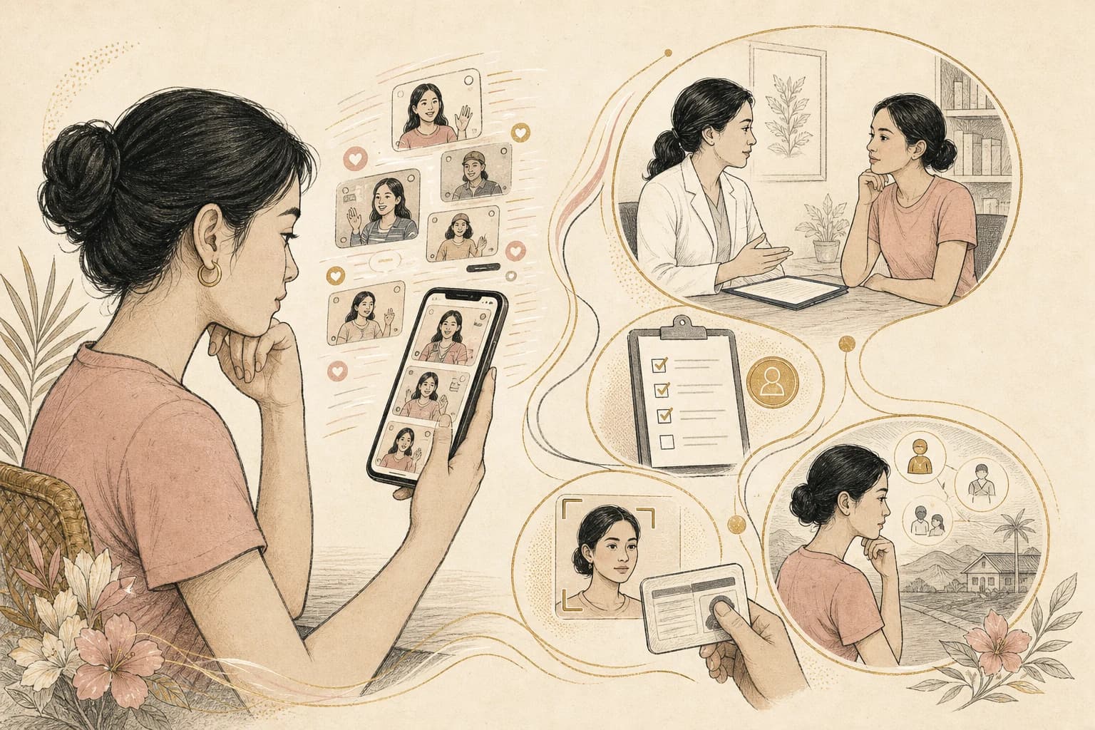 A Filipino reader comparing a short social video with a careful checklist for medicine information.