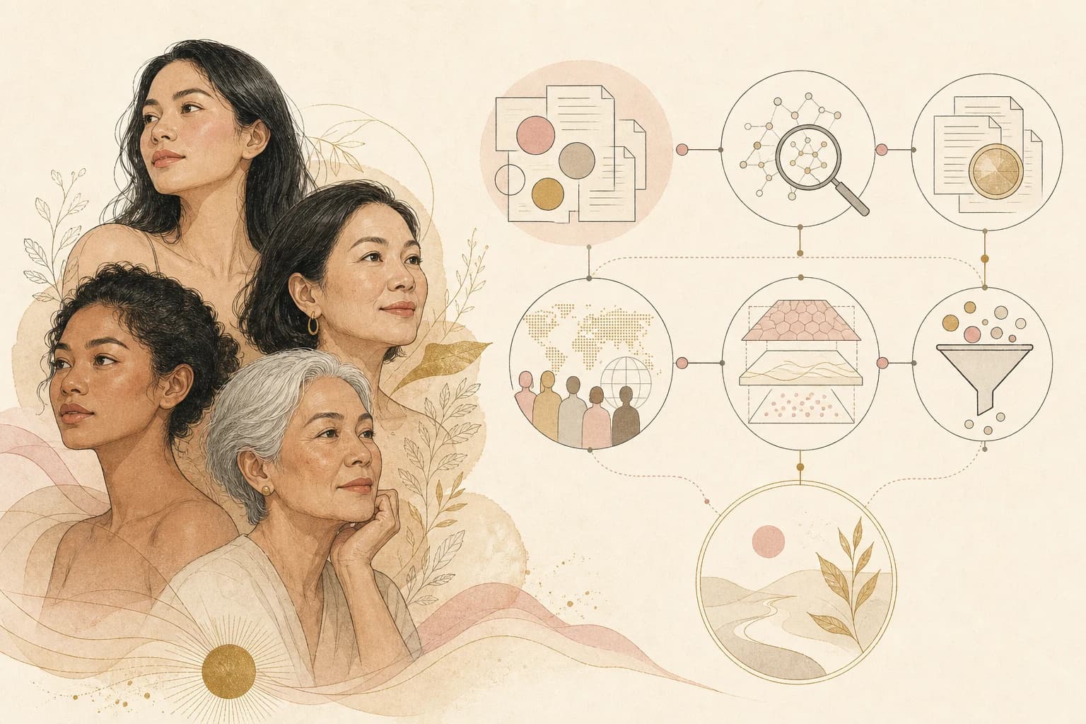 Evidence map separating claims, source verification, study context, and uncertainty for “How to write about skin tone, aging, and beauty without shame.”
