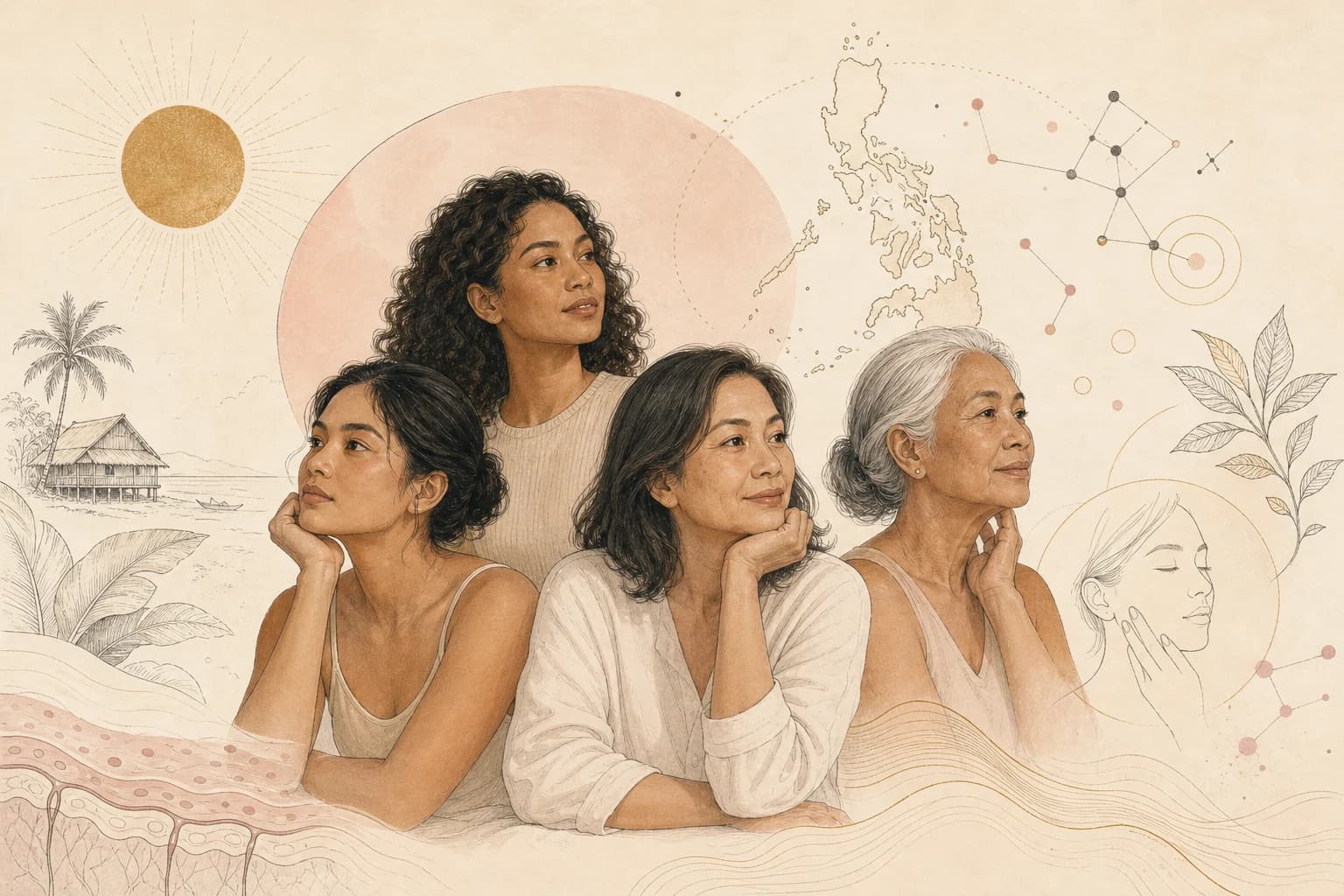Editorial illustration for “How to write about skin tone, aging, and beauty without shame,” created for Philippine readers.